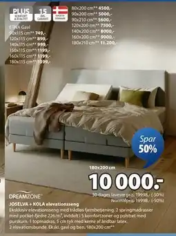 JYSK JOSELVA + KOLA elevationsseng, DKK 10000 tilbud