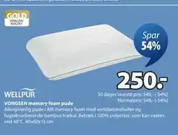 JYSK VONGSEN memory foam pude, DKK 250 tilbud