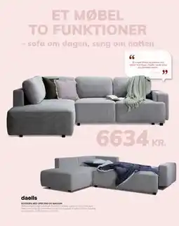 Daells Bolighus SOVESOFA MED OPEN END OG MAGASIN, DKK 6634 tilbud