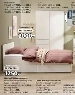 JYSK LIMFJORDEN sengeramme, DKK 1250 tilbud