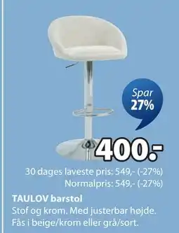 JYSK TAULOV barstol, DKK 400 tilbud