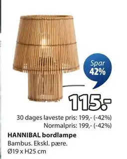JYSK HANNIBAL bordlampe, DKK 115 tilbud