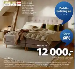 JYSK KUPELVA + RESA elevationsseng, DKK 12000 tilbud