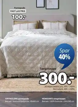 JYSK HENGEAKS sengetæppe, DKK 300 tilbud