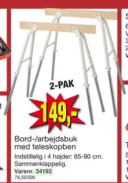 Harald Nyborg Bord-/arbejdsbuk med teleskopben, DKK 149 tilbud