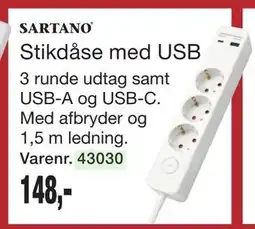 Harald Nyborg Stikdåse med USB, DKK 148 tilbud