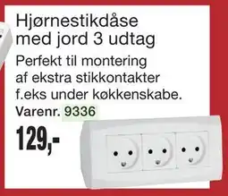 Harald Nyborg Hjørnestikdåse med jord 3 udtag, DKK 129 tilbud