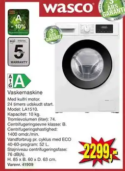 Harald Nyborg Vaskemaskine, DKK 2299 tilbud