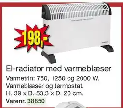 Harald Nyborg El-radiator med varmeblæser, DKK 198 tilbud