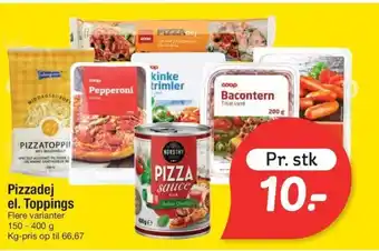 Pizzadej el. Toppings