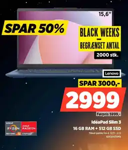 Power IdeaPad Slim 3 16 GB RAM + 512 GB SSD tilbud