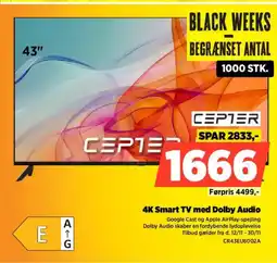Power CEPTER 4K Smart TV med Dolby Audio tilbud