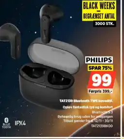 Power Philips tat2139 bluetooth tws hovedtif oplev fantastisk lyd og komfort tilbud