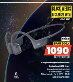 Power Shokz Knogleledning hovedtelefoner Batterilevetid 12 timer tilbud