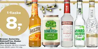 Dagli'Brugsen Breezer, Somersby, Smirnoff Ice, Shaker Eller Cult Mokai tilbud