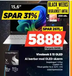 Power Vivobook s 15 oled al bærbar med oled-skærm tilbud