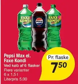 Fakta Tyskland Pepsi Max / Faxe Kondi (flaske) tilbud