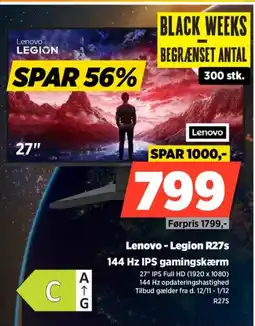 Power Lenovo - Legion R27s 144 Hz IPS gamingskærm tilbud