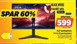 Power Lenovo 23,8" gamingskærm 144 Hz IPS gamingskærm tilbud
