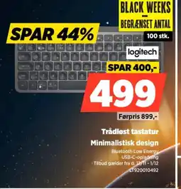 Power Logitech trådløst tastatur minimalistisk design tilbud