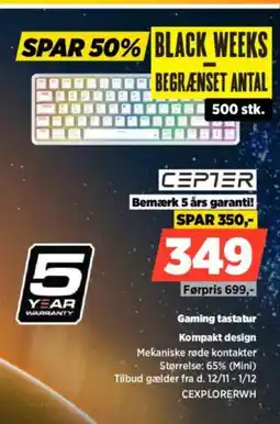 Power CEPTER Gaming tastatur Kompakt design tilbud