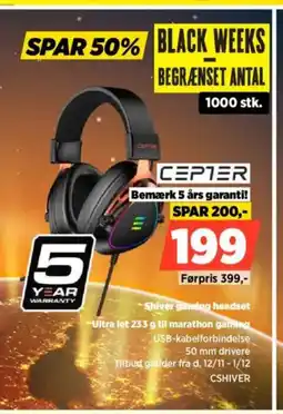 Power CEPTER Shiver gaming headset -Ultra let 233 g til marathon gaming tilbud
