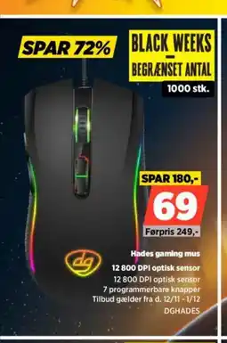Power Hades gaming mus 12 800 DPI optisk sensor 12 800 DPI optisk sensor tilbud