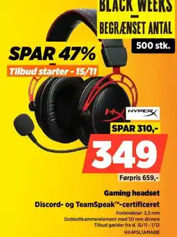 Power HYPER Gaming headset Discord- og TeamSpeak™-certificeret tilbud