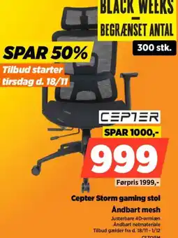Power Cepter Storm gaming stol Åndbart mesh tilbud