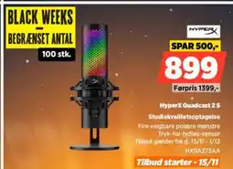 Power HyperX Quadcast 2 S Studiekvalitetsoptagelse tilbud