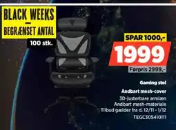 Power Gaming stol Åndbart mesh-cover tilbud