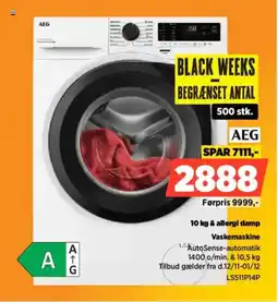 Power AEG & allergi damp Vaskemaskine tilbud