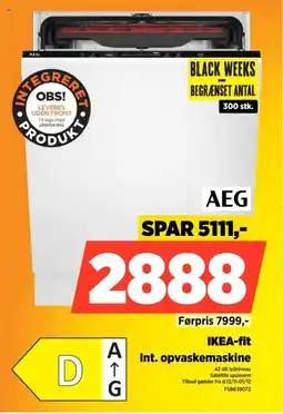 Power Aeg ikea-fit int. opvaskemaskine tilbud
