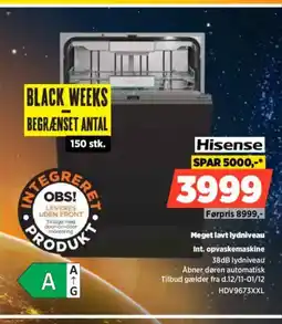 Power Hisense Meget lavt lydniveau Int. opvaskemaskine tilbud