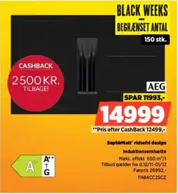 Power AEG SaphirMatt' ridsefri design Induktionsemhætte tilbud