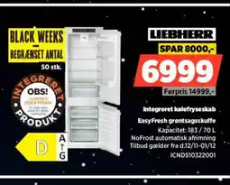 Power LIEBHERR Integreret kølefryseskab EasyFresh grøntsagsskuffe tilbud