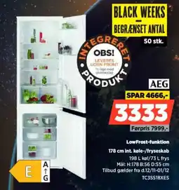 Power AEG LowFrost-funktion int. køle-/fryseskab tilbud