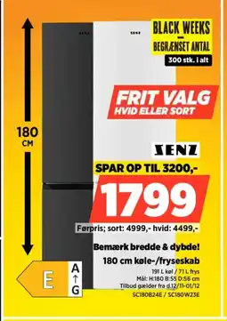 Power SENZ Bemærk bredde & dybde! køle-/fryseskab tilbud