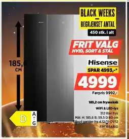 Power Hisense fryseskab WiFi & LED-lys tilbud