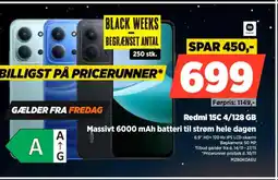 Power Redmi 15C 4/128 GB Massivt 6000 mAh batteri til strøm hele dagen tilbud