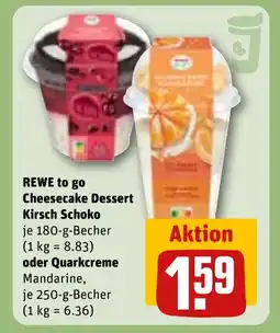 REWE DE REWE to go Cheesecake Dessert Kirsch Schoko oder Quarkcreme tilbud