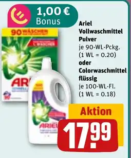 REWE DE Ariel Vollwaschmittel Pulver oder Colorwaschmittel flüssig tilbud