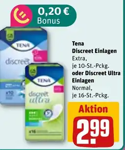 REWE DE TENA Discreet Einlagen oder Discreet Ultra Einlagen tilbud