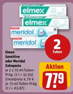REWE DE Elmex Sensitive oder Meridol Zahnpasta tilbud