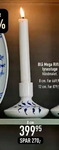 Imerco Blå Mega Riflet lysestage, DKK 399.95 tilbud