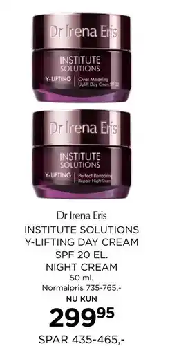 Salling INSTITUTE SOLUTIONS Y-LIFTING DAY CREAM SPF 20 EL. NIGHT CREAM, DKK 299.95 tilbud