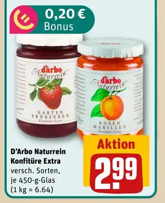 REWE DE D'Arbo Naturrein Konfitüre Extra tilbud