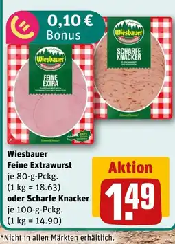 REWE DE Wiesbauer Feine Extrawurst oder Scharfe Knacker tilbud