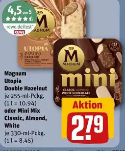 REWE DE MAGNUM Utopia Double Hazelnut oder Mini Mix Classic, Almond, White tilbud