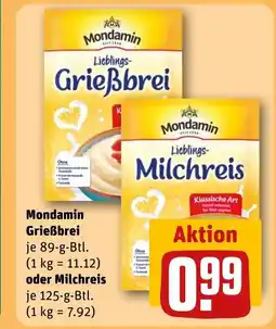 REWE DE Mondamin Grießbrei oder Milchreis tilbud